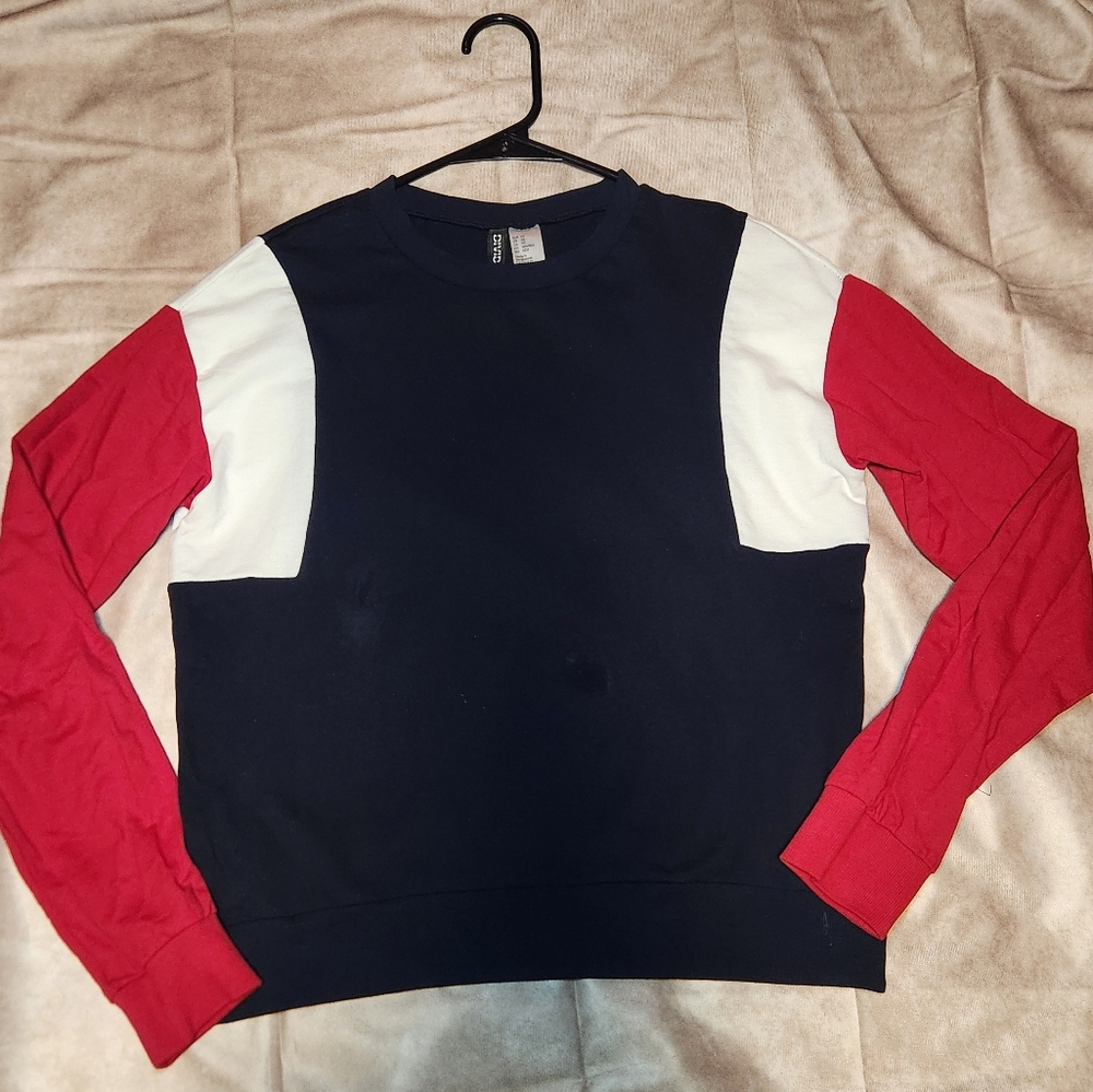 H&M Red, White, and Navy Long Sleeve- Lightweight Sweatshirt
